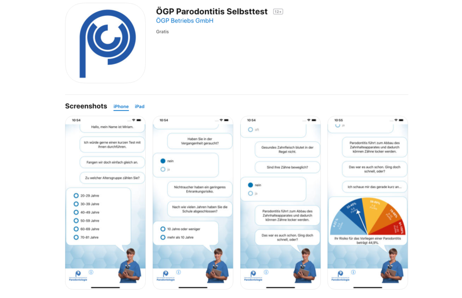 Die ÖGP Parodontitis Selbsttest App